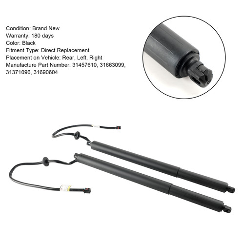 2016-2019 Volvo XC90 Sport Utility 2* Rear Tailgate Lift Support 31457610 Black Generic