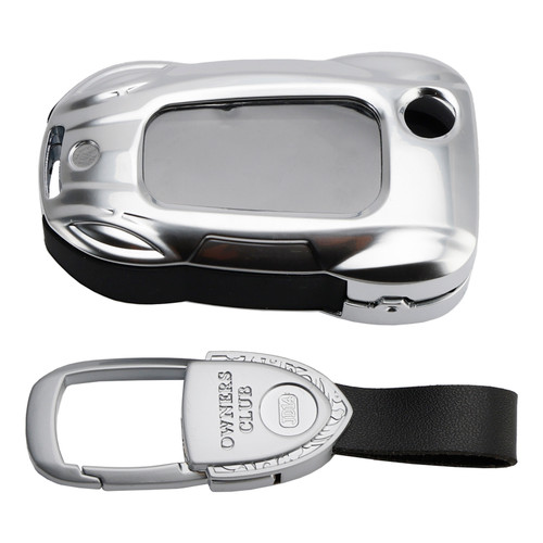 VW Polo Skoda Leather Alloy Zinc Car Key Silvery Case Cover Generic