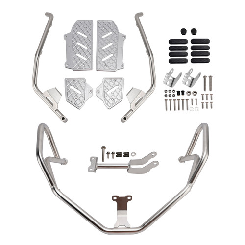 2022-2025 HONDA ADV350 Upper + Lower Engine Guard Frame Crash Bar Kit Silver Generic