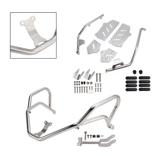 2022-2025 HONDA ADV350 Upper + Lower Engine Guard Frame Crash Bar Kit Silver Generic