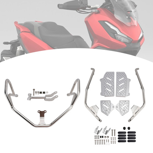 2022-2025 HONDA ADV350 Upper + Lower Engine Guard Frame Crash Bar Kit Silver Generic