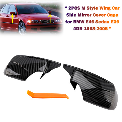1998-2005 BMW 3 Series E46 Touring 2PCS M Style Wing Car Side Mirror Cover Caps Carbon Generic