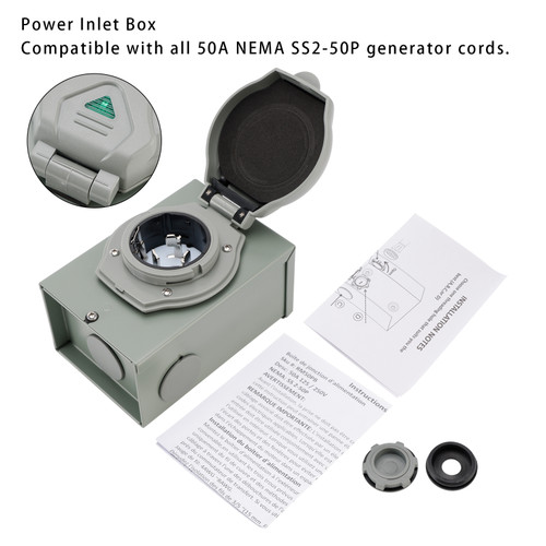 50Amp RV Generator Inlet Box NEMA SS2-50P Power Inlet Box 125/250V