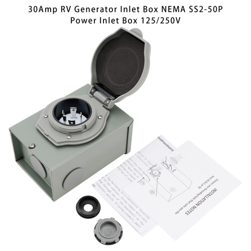 30Amp RV Generator Inlet Box NEMA SS2-50P Power Inlet Box 125/250V
