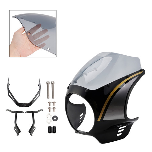 2022-2025 Yamaha XSR900 Headlight Fairing Windshield Black+Gray Generic