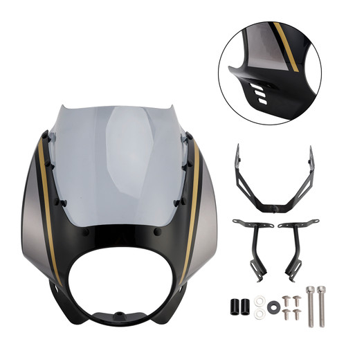 2022-2025 Yamaha XSR900 Headlight Fairing Windshield Black+Gray Generic