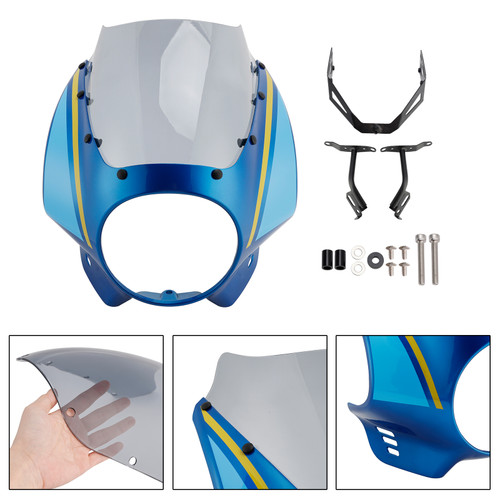2022-2025 Yamaha XSR900 Headlight Fairing Windshield Blue+Gray Generic