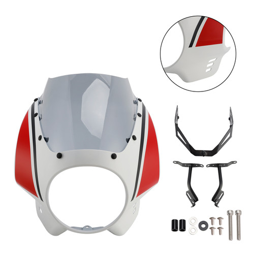 2022-2025 Yamaha XSR900 Headlight Fairing Windshield Red+Gray Generic