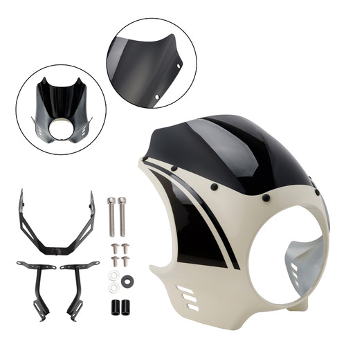 2022-2025 Yamaha XSR900 Headlight Fairing Windshield White+Black Generic