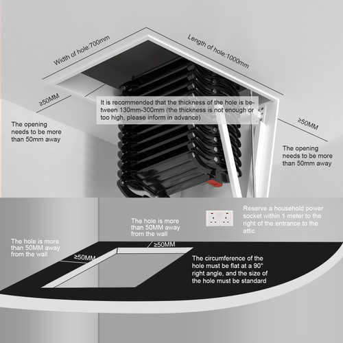 9.5FT Electric Attic Ladder Aluminum Folding with Remote for Loft Generic