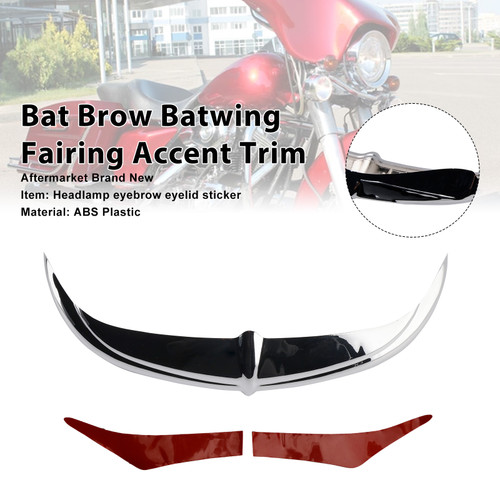 2006-2013 Harley Touring Street Glide Bat Brow Batwing Fairing Accent Trim Chrome Generic