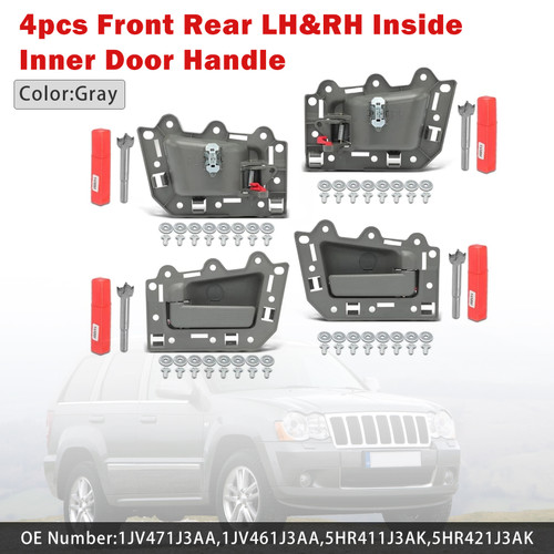 2005-2011 Jeep Grand Cherokee 4pcs Front Rear LH&RH Inside Inner Door Handle Gray Generic