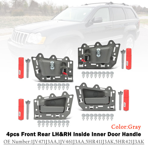 2005-2011 Jeep Grand Cherokee 4pcs Front Rear LH&RH Inside Inner Door Handle Gray Generic
