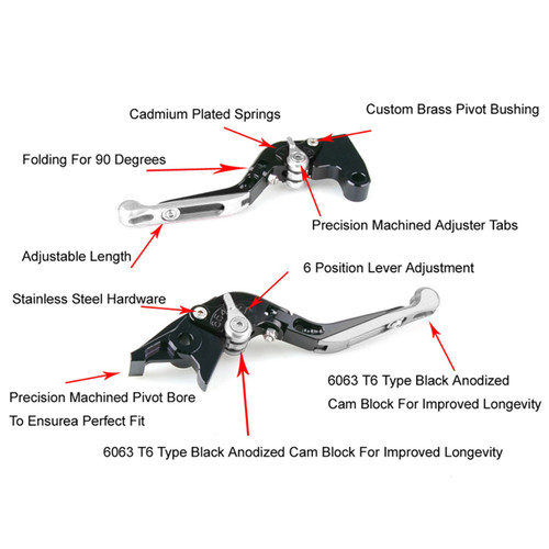 2025 YAMAHA XSR900 Adjustable Folding Extendable Racing Brake & Clutch Levers Silver Generic