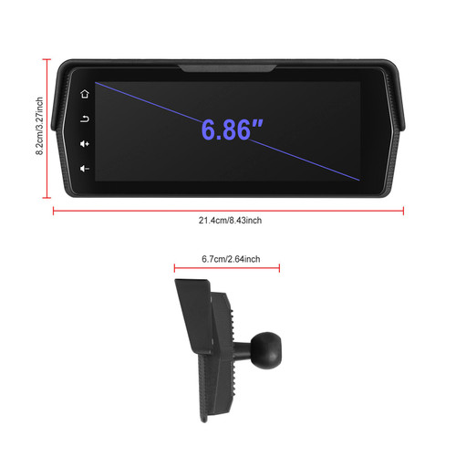 6.86-inch PND Dual Recording Wireless CarPlay Android Auto for Motorcycles