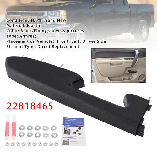 2010-2014 Sierra 2500 3500 HD Front Left Driver Side Armrest Repair Kit 22818465 Black/Ebony Generic