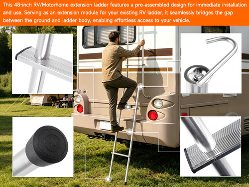 503L 48" Aluminum Universal RV/Motorhome Ladder Extension For all 1" Tube RV/Motorhome Ladders