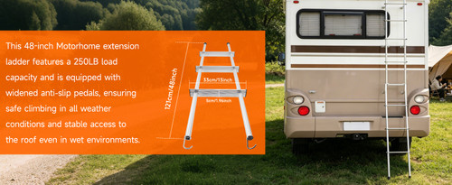 503L 48" Aluminum Universal RV/Motorhome Ladder Extension For all 1" Tube RV/Motorhome Ladders