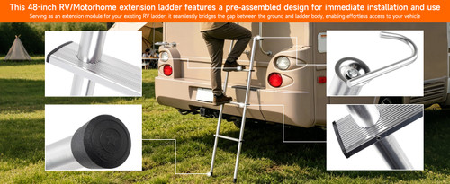 503L 48" Aluminum Universal RV/Motorhome Ladder Extension For all 1" Tube RV/Motorhome Ladders