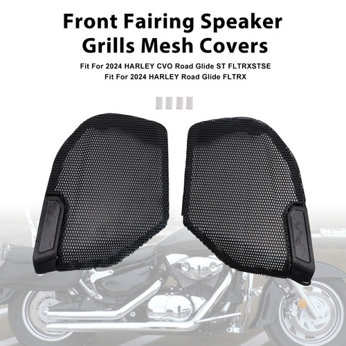 2023-2025 CVO Road Glide Front Fairing Speaker Grills Mesh Covers Black Generic