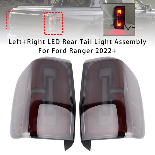 2022+ Ford Ranger Left+Right LED Rear Tail Light Assembly Smoke Generic
