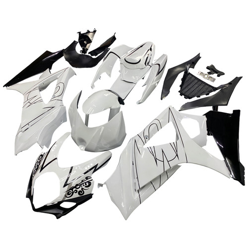 2007-2008 Suzuki GSXR 1000 Amotopart Fairings White Black Alstare Racing Customs Fairing