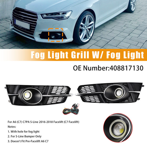 2016-2018 Audi A6 S6 Sline Fog Light Grill Cover Lamp Grille W/ Fog Light 408817130 Generic