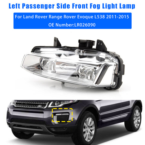 2011-2015 Land Rover Range Rover Evoque L538 Left Passenger Side Front Fog Light Lamp LR026090 Generic