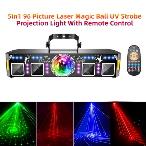 5In1 96 Picture Laser Magic Ball UV Strobe Projection Light With Remote Control