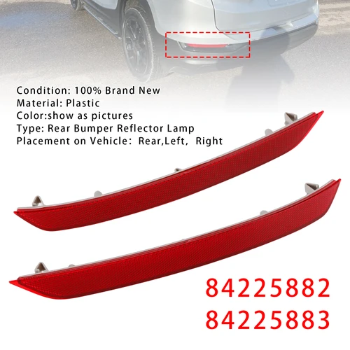 2018-2020 2011 GMC Terrain Denali Red Rear Left+Right Bumper Reflector Lamp 84225882 84225883 Generic