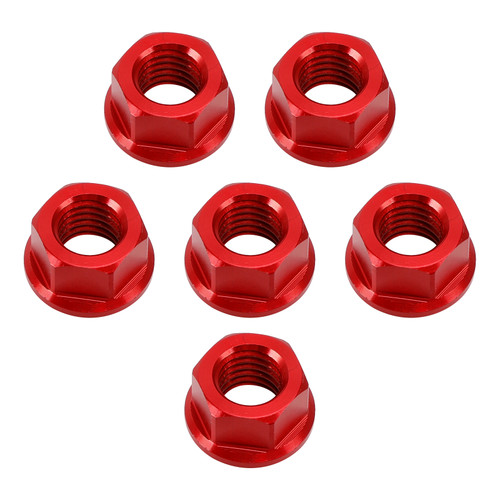 CNC Aluminum Rear Sprocket Carrrier Flange Nuts Set M10x1.5mm Red