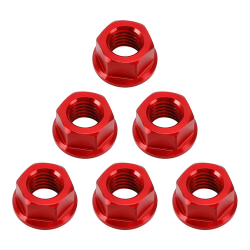 CNC Aluminum Rear Sprocket Carrrier Flange Nuts Set M10x1.5mm Red