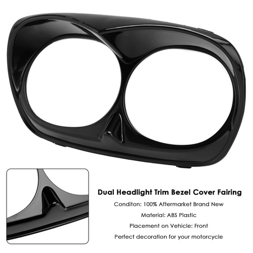 1998-2013 Harley Davidson Road Glide Dual Headlight Trim Bezel Cover Fairing Black Generic