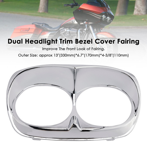 1998-2013 Harley Davidson Road Glide Dual Headlight Trim Bezel Cover Fairing Chrome Generic
