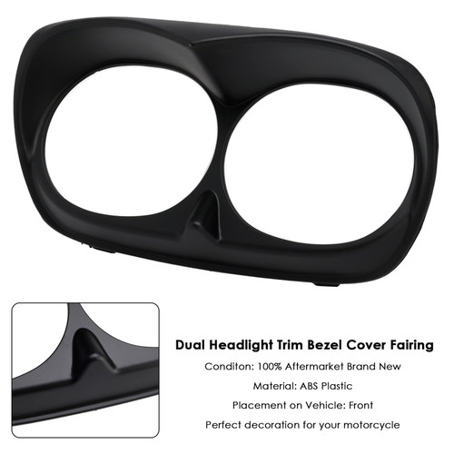 1998-2013 Harley Davidson Road Glide Dual Headlight Trim Bezel Cover Fairing Matte Black Generic