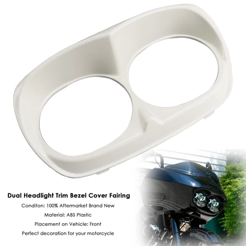 1998-2013 Harley Davidson Road Glide Dual Headlight Trim Bezel Cover Fairing White Generic