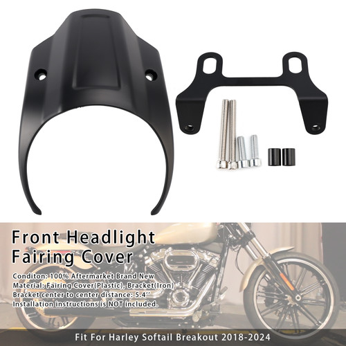 2018-2024 Harley Softail Breakout Front Headlight Fairing Cover Matte Black Generic