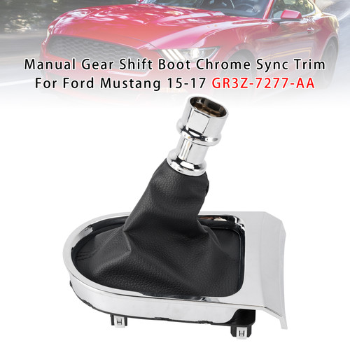 2015-2017 Ford Mustang Manual Gear Shift Boot Chrome Sync Trim