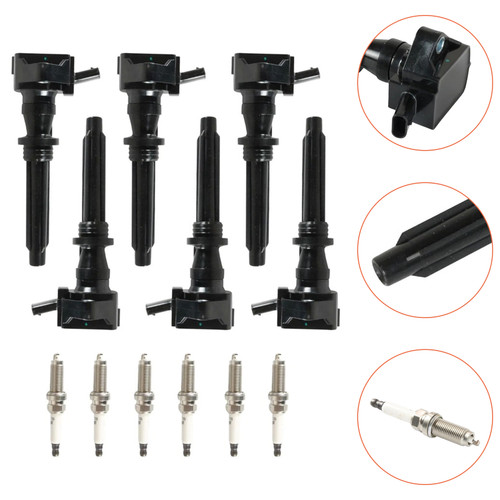 2014-2019 Land Rover Range Rover V6 3.0L GAS 6 Ignition Coils Spark Plugs UF730 Generic