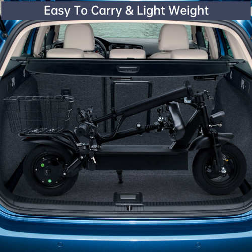 400W Adult Shock Absorption Electric Scooter with Seat 10" Commuter Electric Scooter With Carry Basket - Up to 25 Miles 20MPH