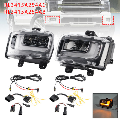 2024-2025 Ford F150 Pair LED Front Fog Light Lamp RL3415A254AB RL3415A254AC Generic