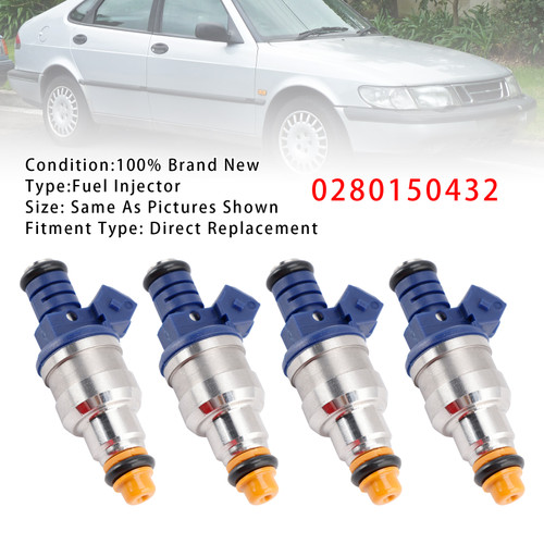 1994-1998 Saab 900 9000 2.3L 4Pcs Fuel Injector 0280150432 Generic