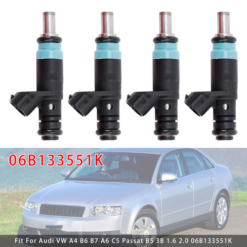 Audi VW A4 B6 B7 A6 C5 Passat B5 3B 1.6 2.0 4Pcs Fuel Injector 06B133551K Generic