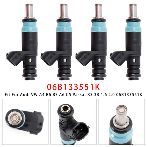 Audi VW A4 B6 B7 A6 C5 Passat B5 3B 1.6 2.0 4Pcs Fuel Injector 06B133551K Generic