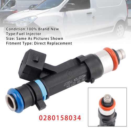 1Pcs Fuel Injector For Dacia Sandero Dokker Logan Renault Kangoo 0280158034
