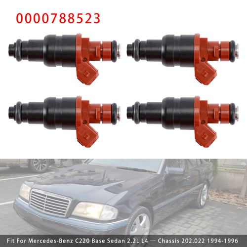 1993-1998 Mercedes-Benz W210 S210 W202 W124 C208 C230 4Pcs Fuel Injector 0000788523 Generic
