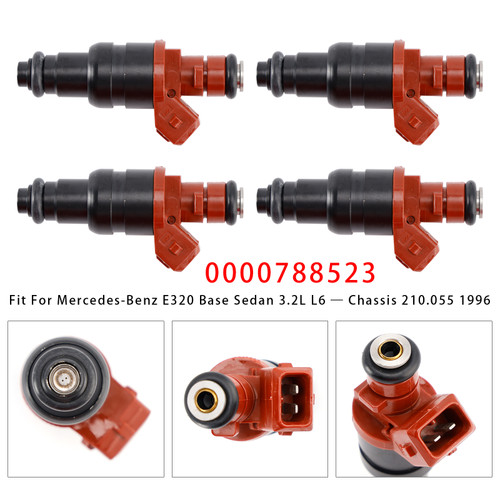 1993-1998 Mercedes-Benz W210 S210 W202 W124 C208 C230 4Pcs Fuel Injector 0000788523 Generic