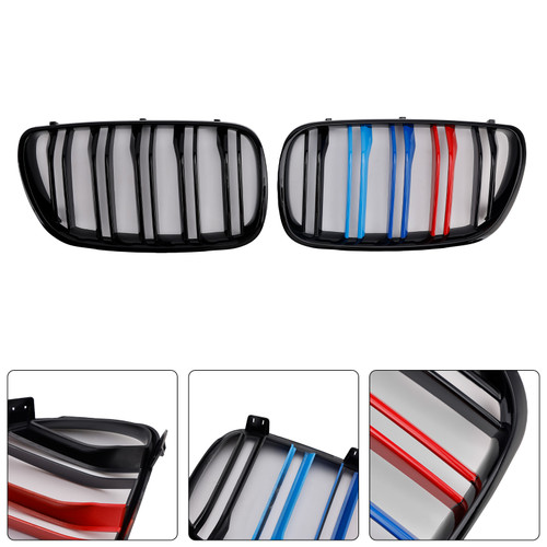 2007-2010 BMW X3 E83 2PCS Gloss Black Front Bumper Grille Generic