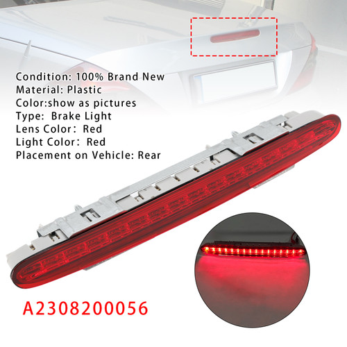 2002-2012 Mercedes Benz SL55 SL550 R230 Rear Third Brake Light Lamp A2308200056 Red Generic