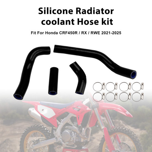 2021-2025 Honda CRF450R/ RX/ RWE Silicone Radiator coolant Hose kit Black Generic
